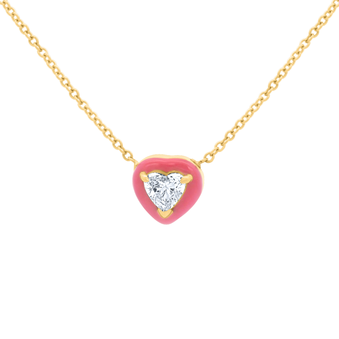 Spread Love Diamond Heart and Enamel Necklace