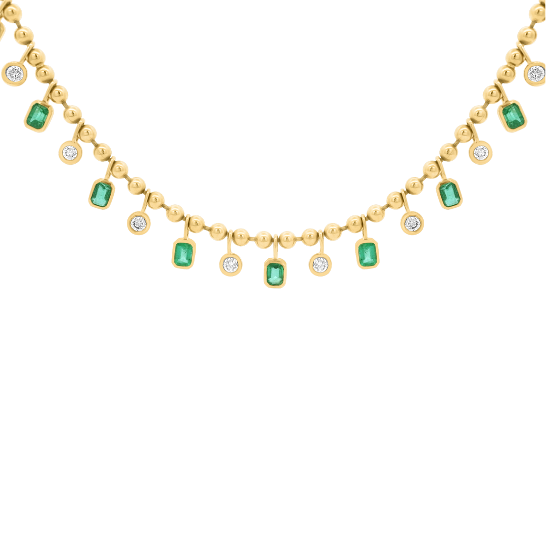 Emerald and Diamond Drops Necklace