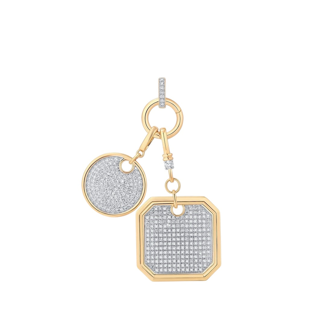 Circle and Square Diamond Duo Dog Tag
