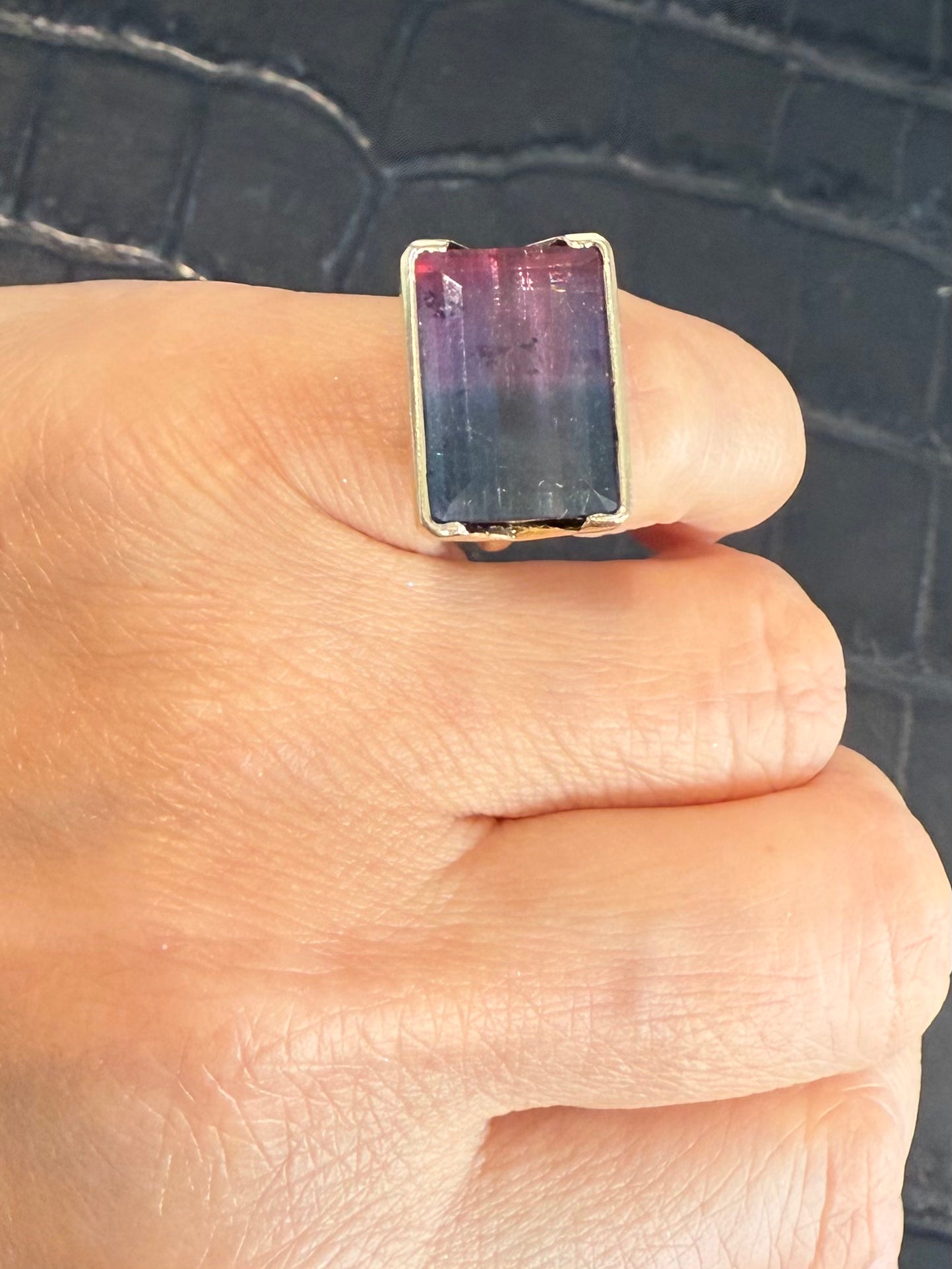 Bicolor Pink Black Tourmaline Ring Pop