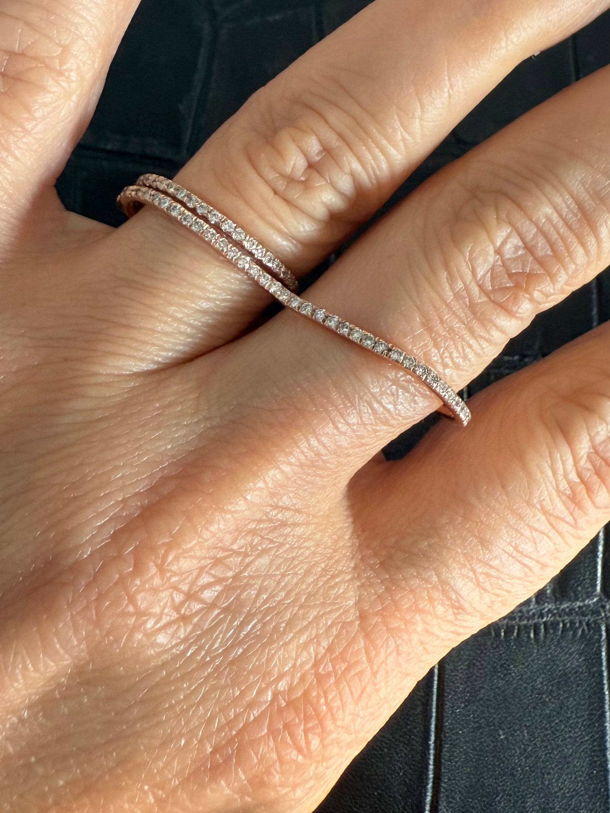 Double Finger Diamond Eternity Ring