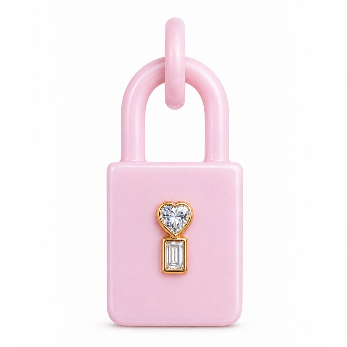 Padlock Charm Pink Opal
