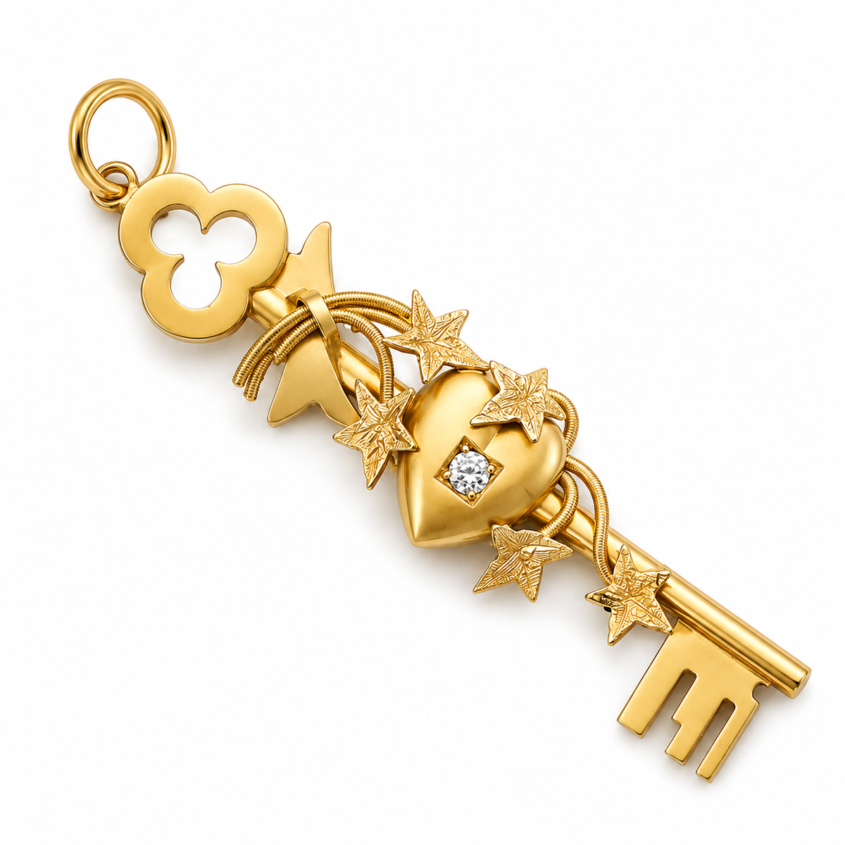 Vintage Heart with Ivy Key Charm