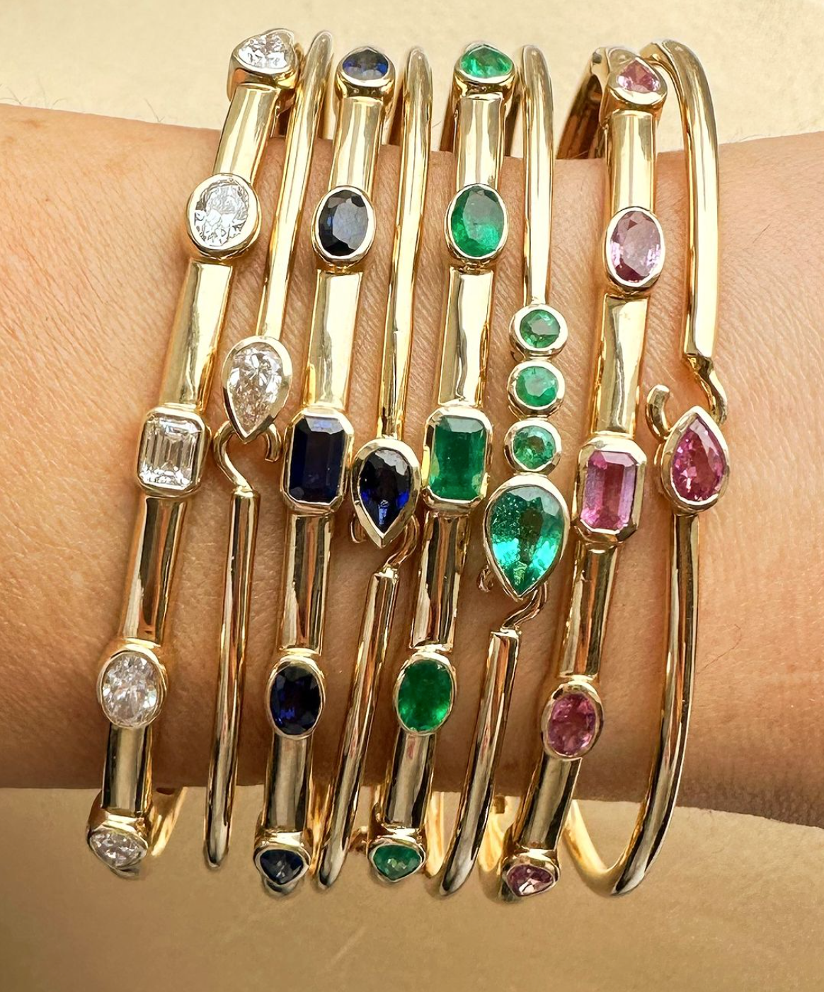 Blue Sapphire Pear Flex Bangle