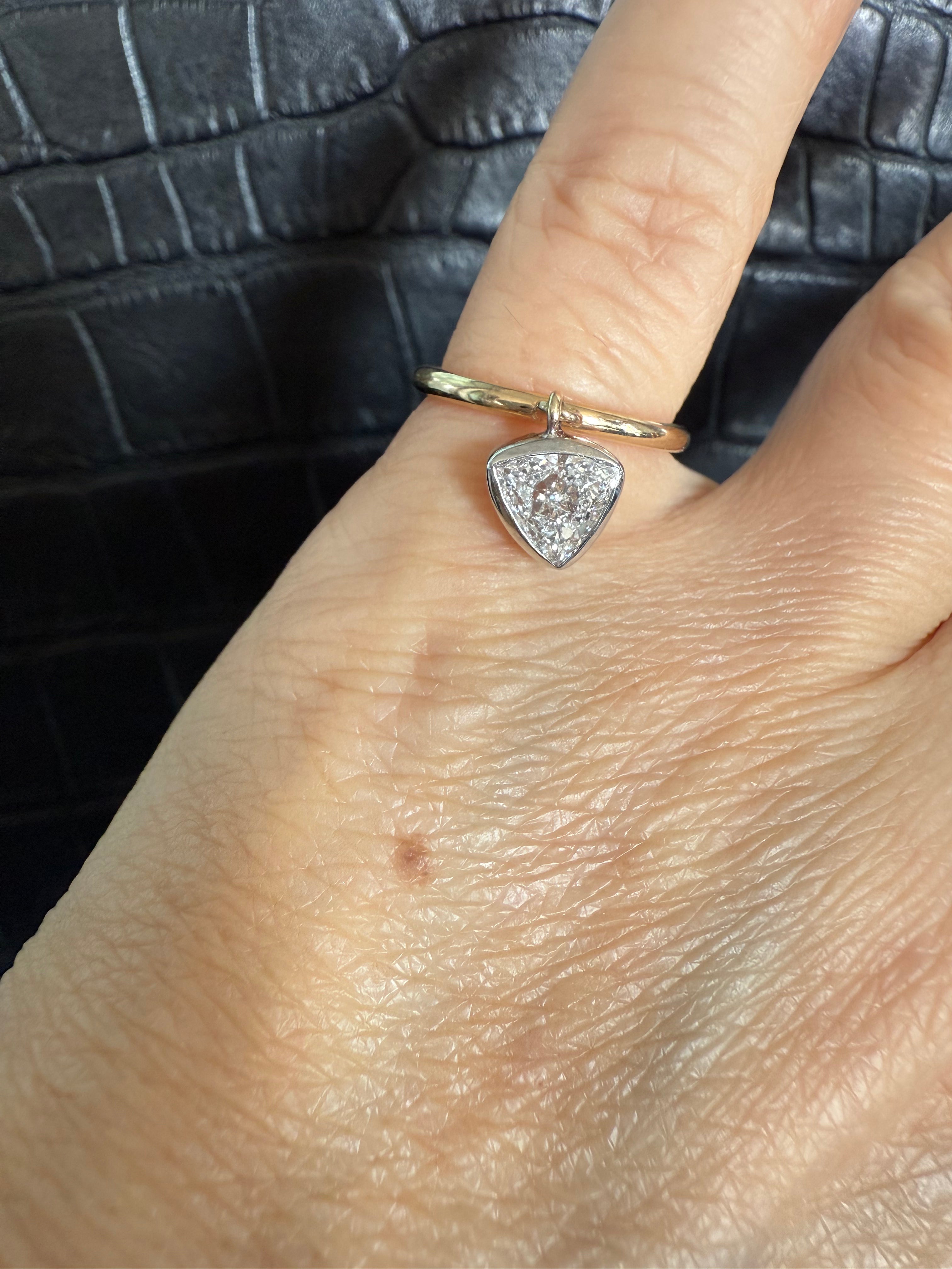 Diamond Trillion Dangle Pinky Ring