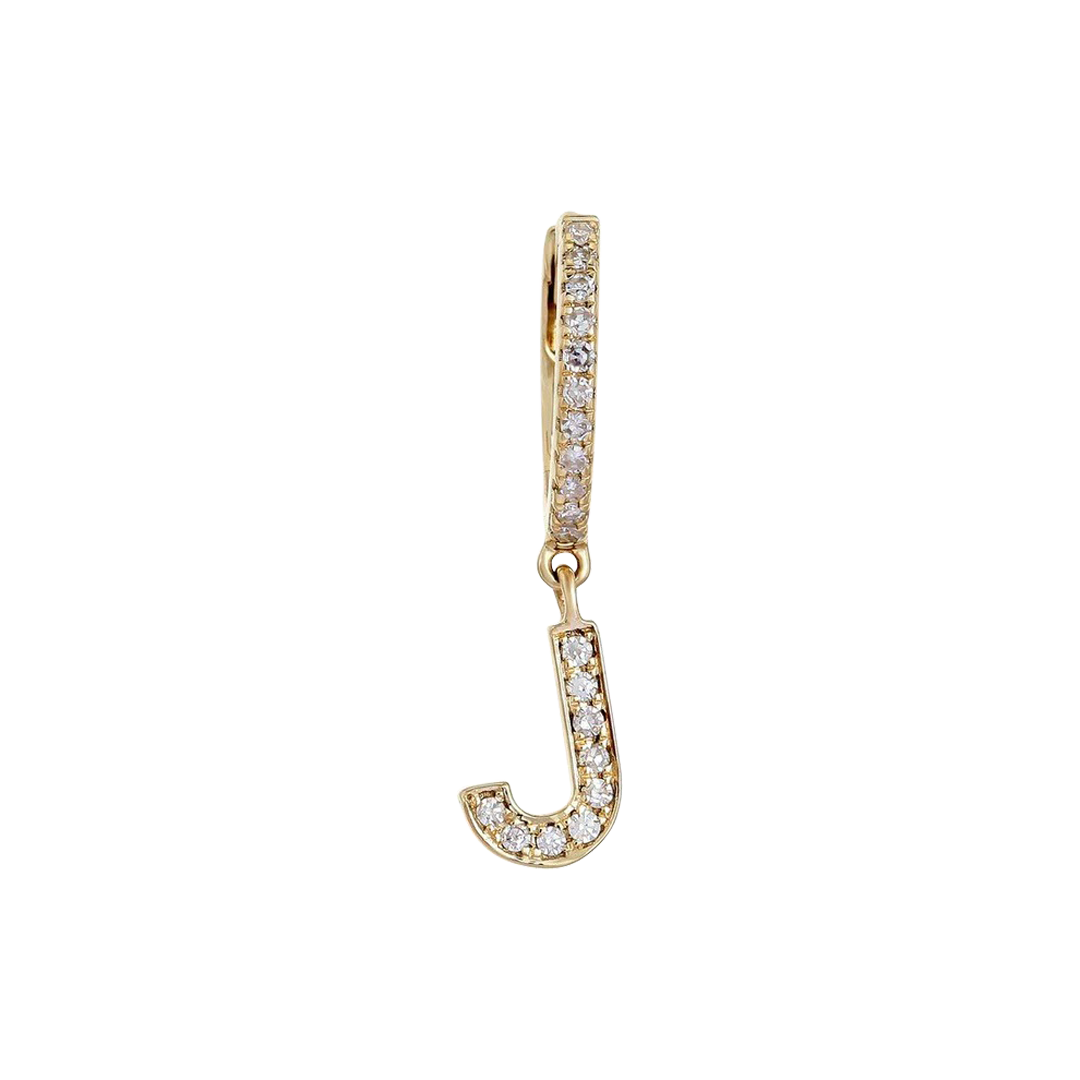 Diamond Letter Huggie Earring