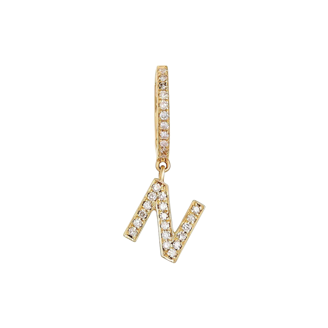 Diamond Letter Huggie Earring