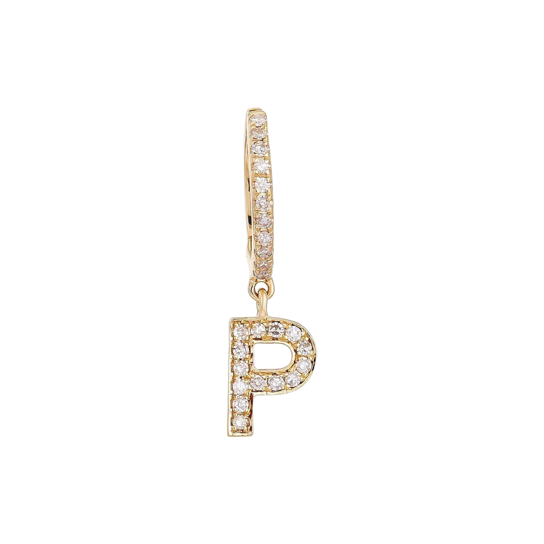 Diamond Letter Huggie Earring