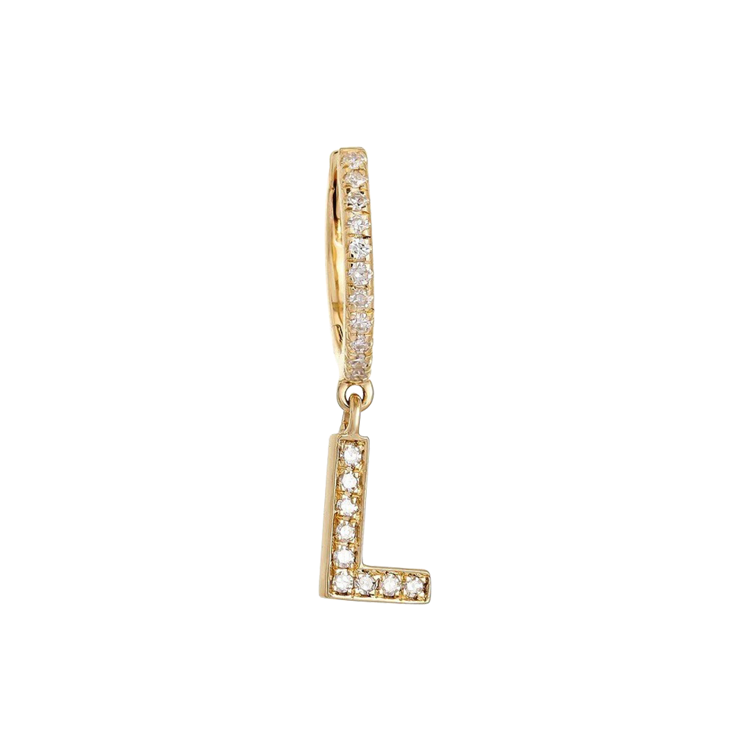 Diamond Letter Huggie Earring