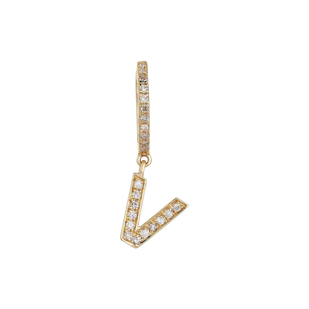 Diamond Letter Huggie Earring