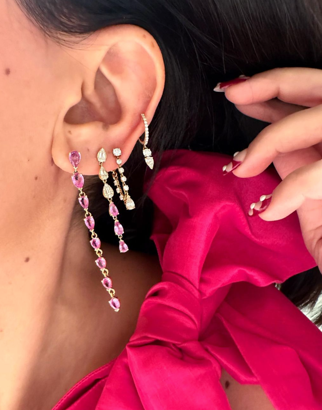 Pink Sapphire Mini Duster Earring